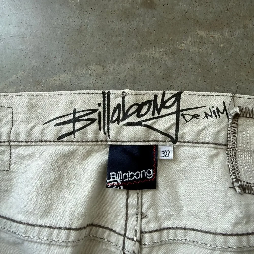 Vintage Y2K Billabong Straight Leg Repaired Sleaze Grunge Retro Jeans Size 38x32